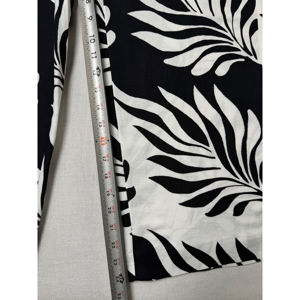 White House Black Market 570388572 Tonal Leaf Print Linen Wide Leg Pants 4R - Picture 9 of 10